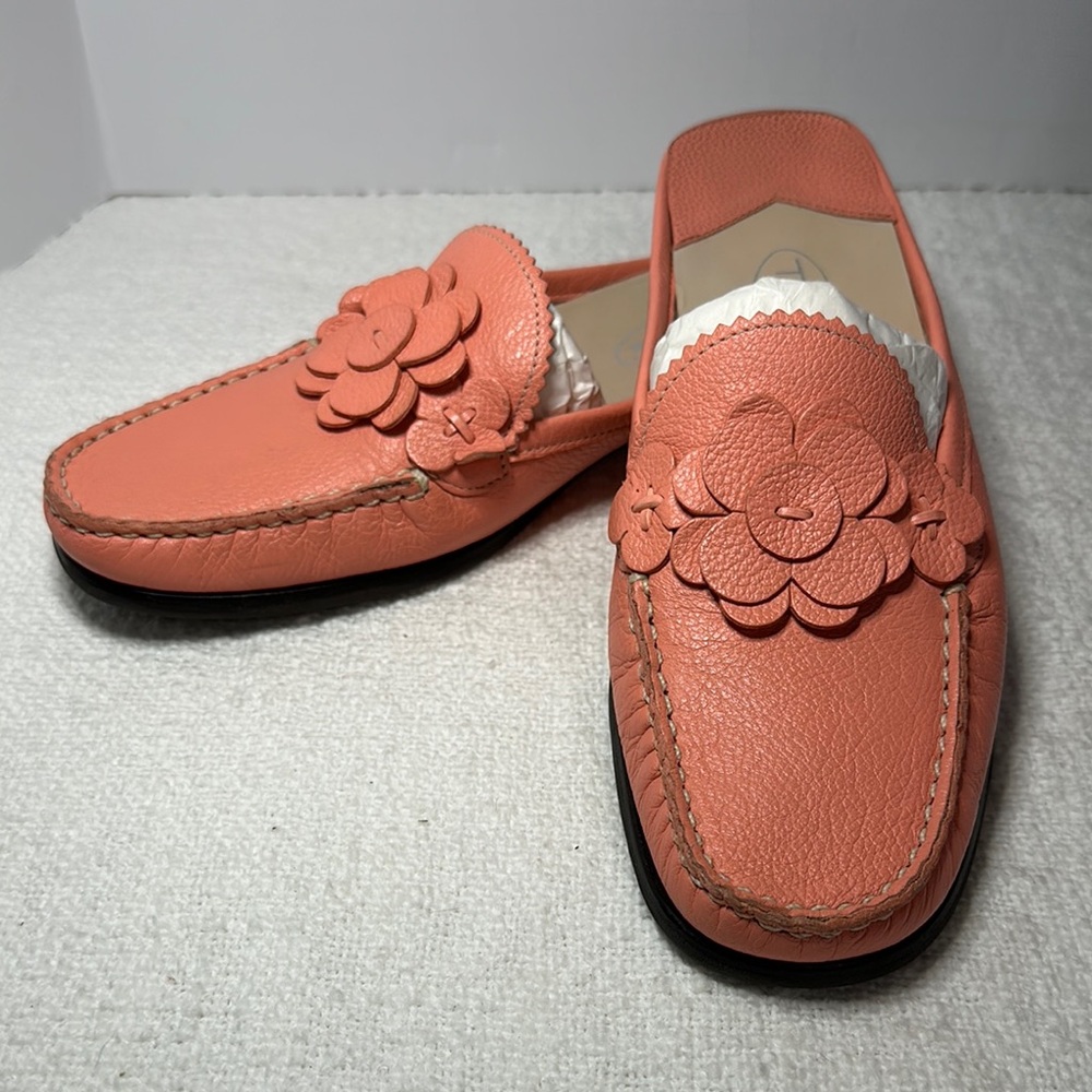 Talbots Mango Breeze Leather Loafers with Floral Accent